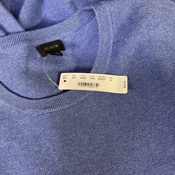 J.Crew Men’s XL Crewneck Sweater Garter Stitch Blue NWT - Picture 5 of 6